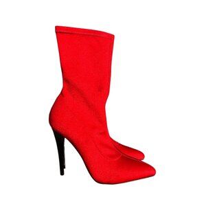 Call It Spring Women’s Red Sock Heel Boots, 7